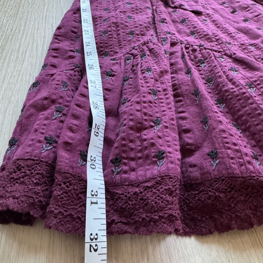 LOVESHACKFANCY Lena Burgundy Puff Sleeve Dress with Bow Detail Spice Small - Picture 10 of 10